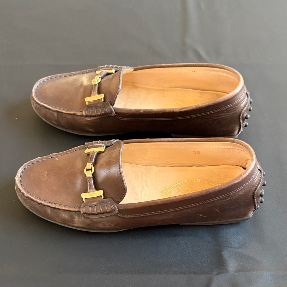 Tod’s Brown Leather Horsebit Loafers EU 38 US 7.5 Made in Italy Classic - Picture 7 of 12